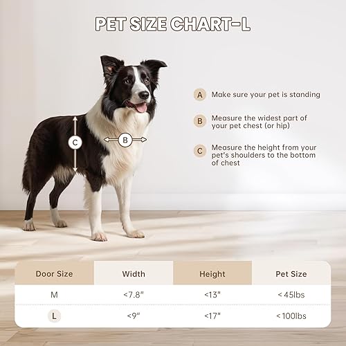 Miniatura 8 de Puerta de perro con 3 solapas, puerta grande para perros, puerta para perros para instalar en puertas o paredes interiores y exteriores, capa de