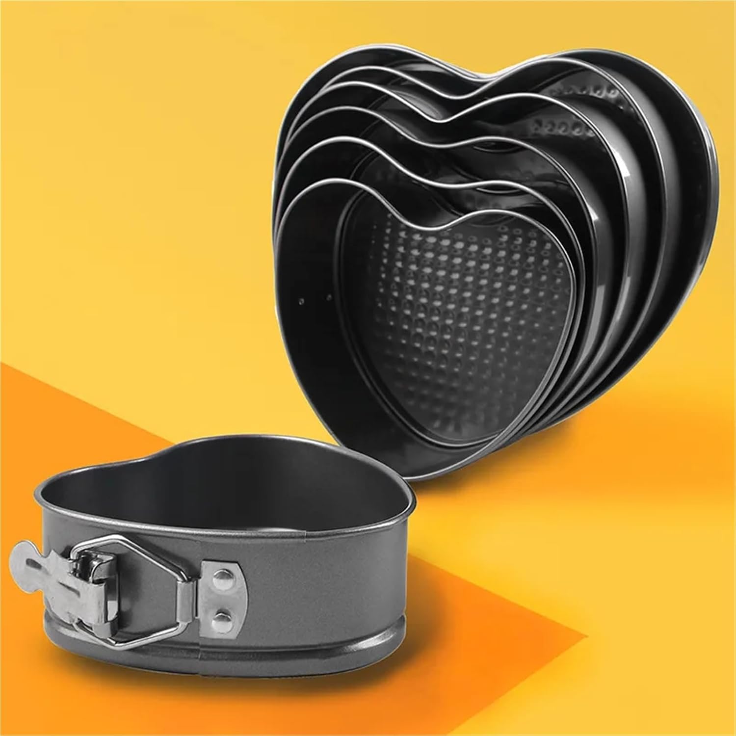 Carbon steel non-stick heart-shaped baking pan with lock for easy unmolding and cleaning,suitable for oven,microwave,freezer(2)