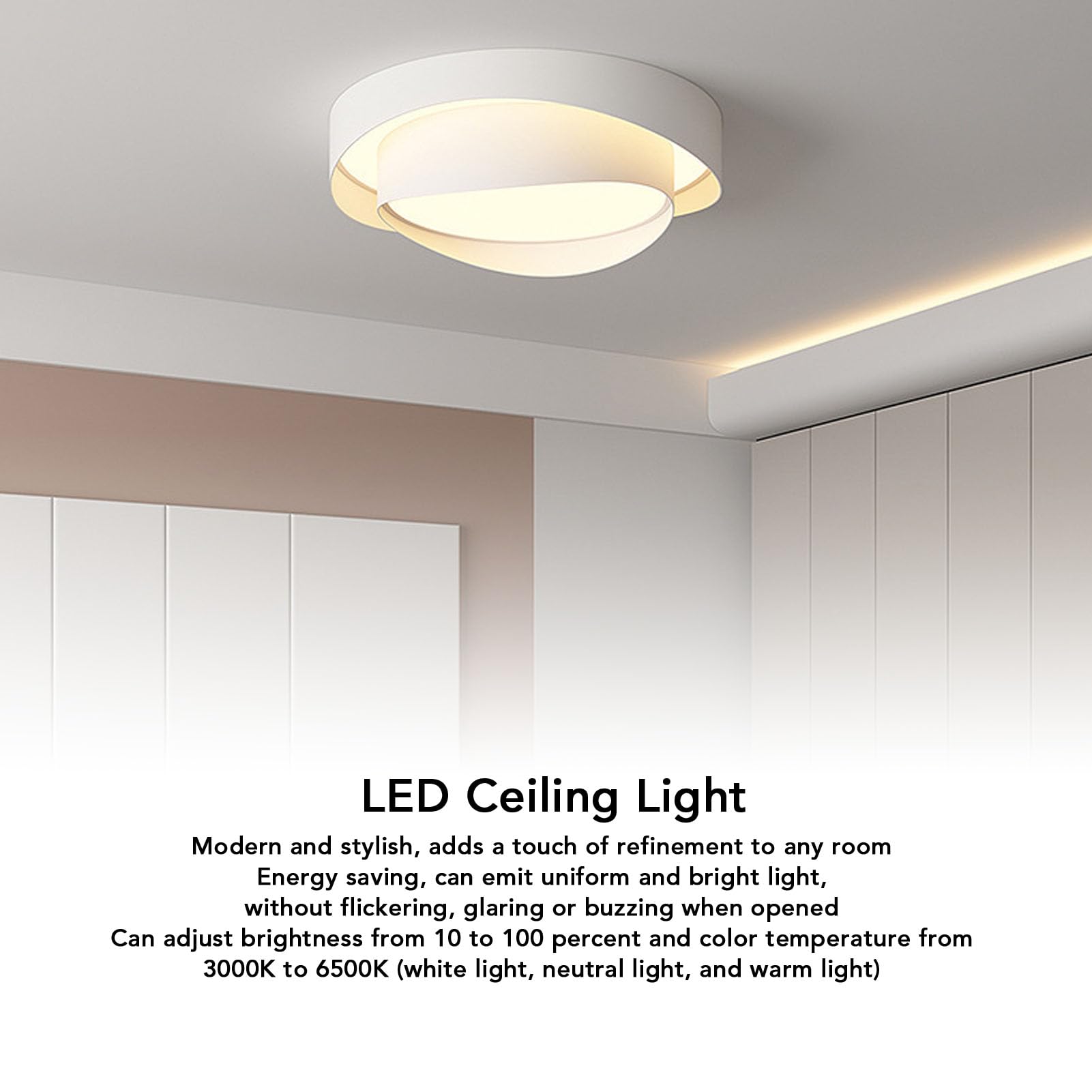 Sufitowa LED do Montażu Podtynkowego z Pilotem, 3000 K do 6500 K z możliwością ściemniania Nowoczesna 2 Pierścieniowa Okrągła Oprawa Sufitowa Sypialni Kuchnia Jadalnia Pralnia