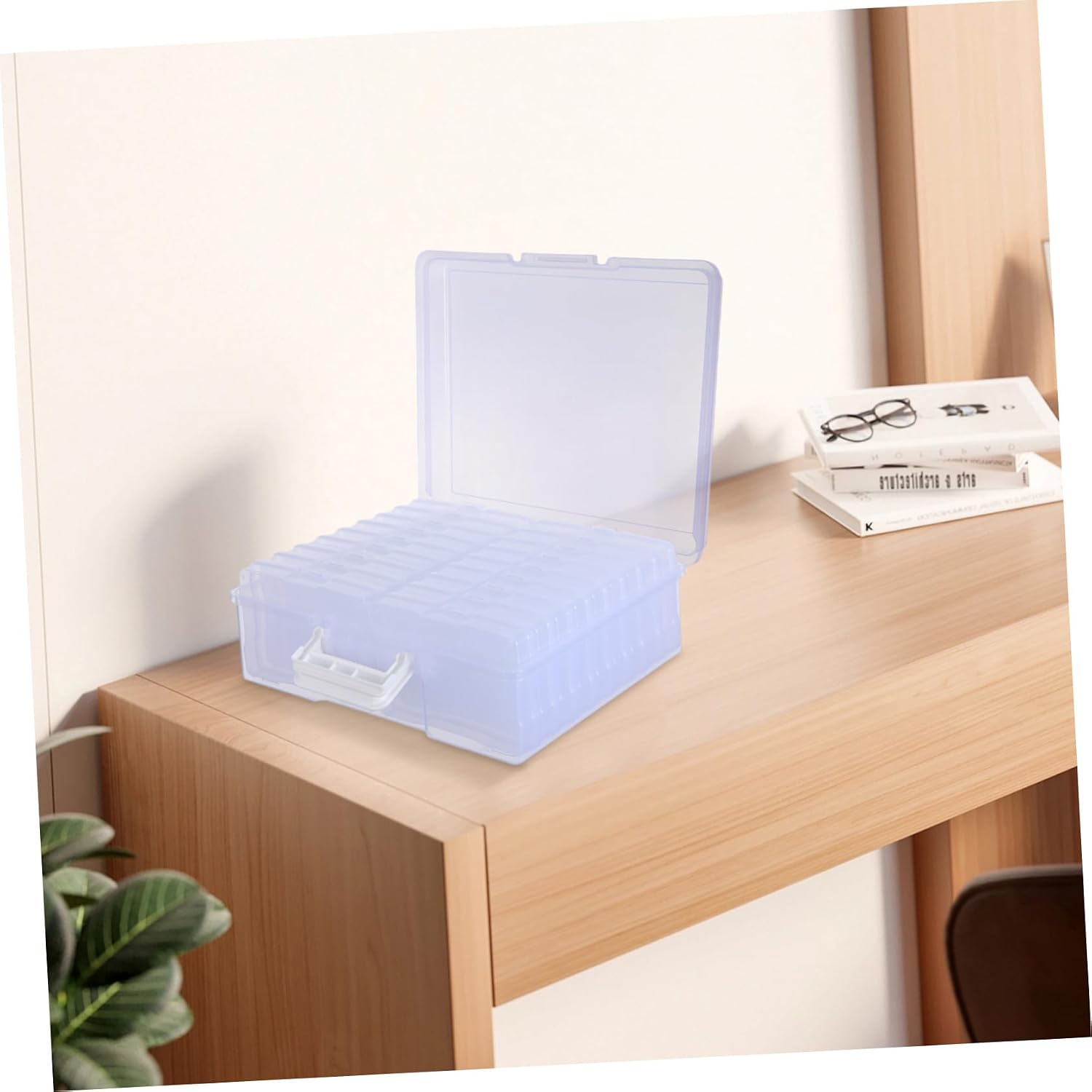 BESPORTBLE Plastic Photo Storage Box with 18 Inner Dividers Photo Organizer Case for 4x6 Pictures for Home and Office Archival Storage