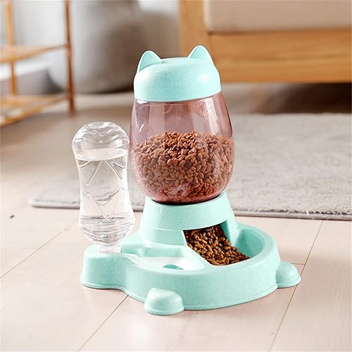 Miniatura 7 de Juego de comedero automático para gatos y perros, dispensador autodisponible de alimentos y agua, gran capacidad (verde)