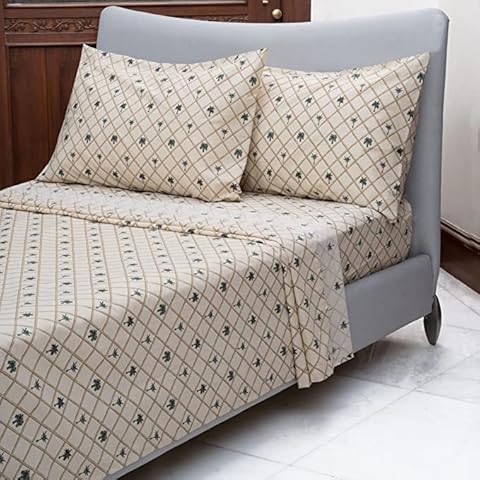 Kona Tropical Pine Tree Sheet Set, 3 - Piece Printed Bedding Percale Weave Super Soft Polycotton 80 GSM Fabric, Easy Care Fitted, Flat Bedding Sheets & Pillowcases for Bedroom, Light Brown - Twin Cover