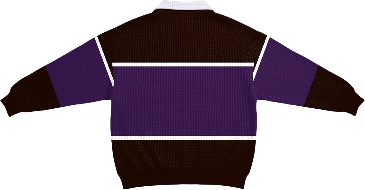 Ymosrh Mens Casual Polo Shirts Long Sleeve Formal Dress Work Striped Golf Collar Shirt, S-5XL
