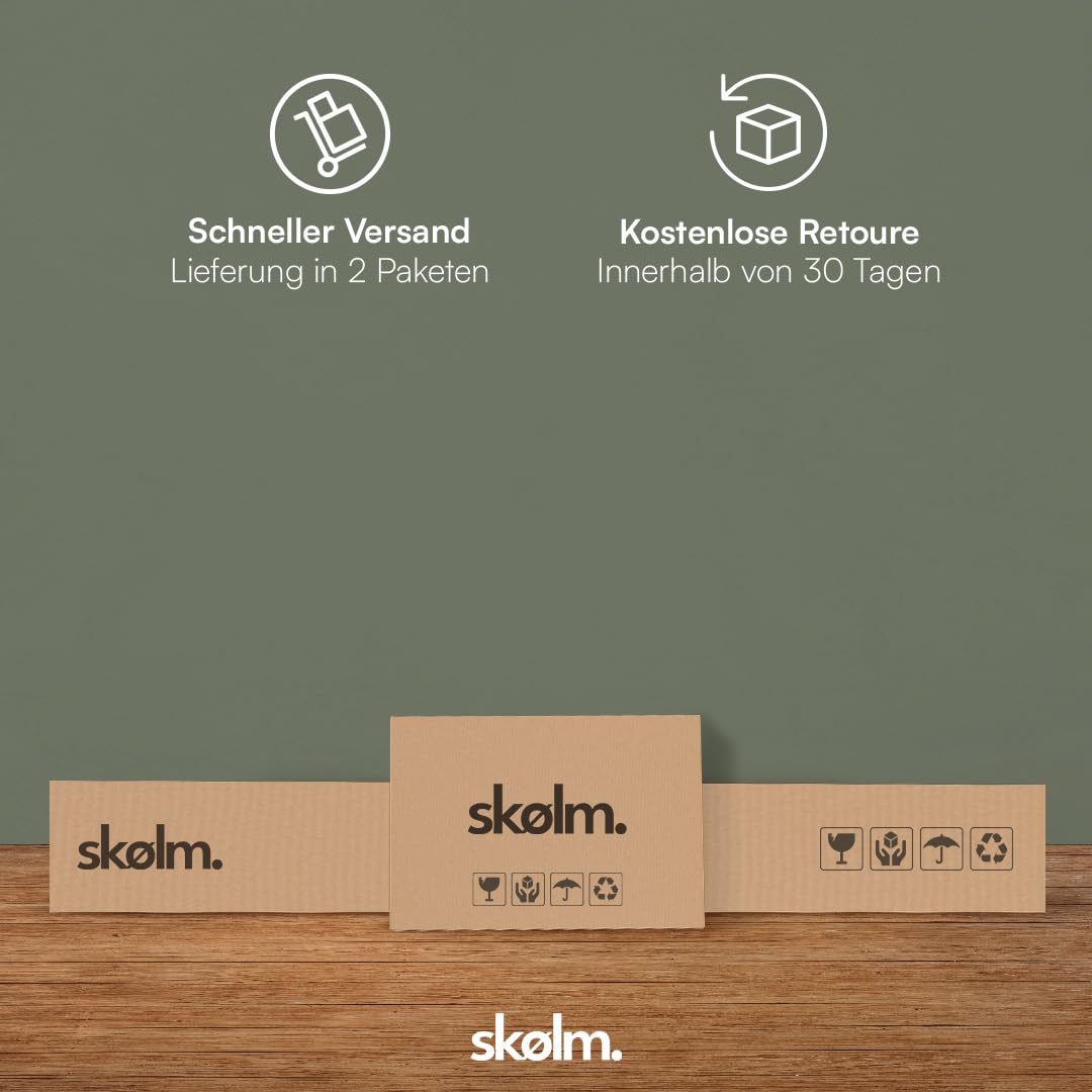 skølm Floki Massivholzbett 140x200 cm aus Eiche - hochwertiges Bettgestell - Bettrahmen mit Bettkopf - Holzbett in Natur geölt - Bett geeignet als Doppelbett - Futonbett Schlafzimmer
