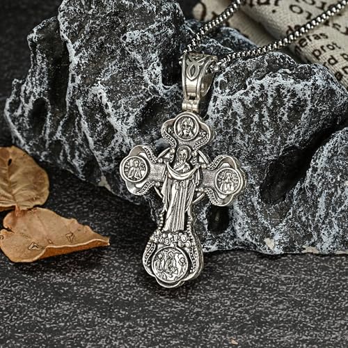 Sterling Silver Cross Necklace for Men Women, Archangel Saint Michael Cross Pendant for Boys, Jesus Crucifix Pendant Christmas Gift4
