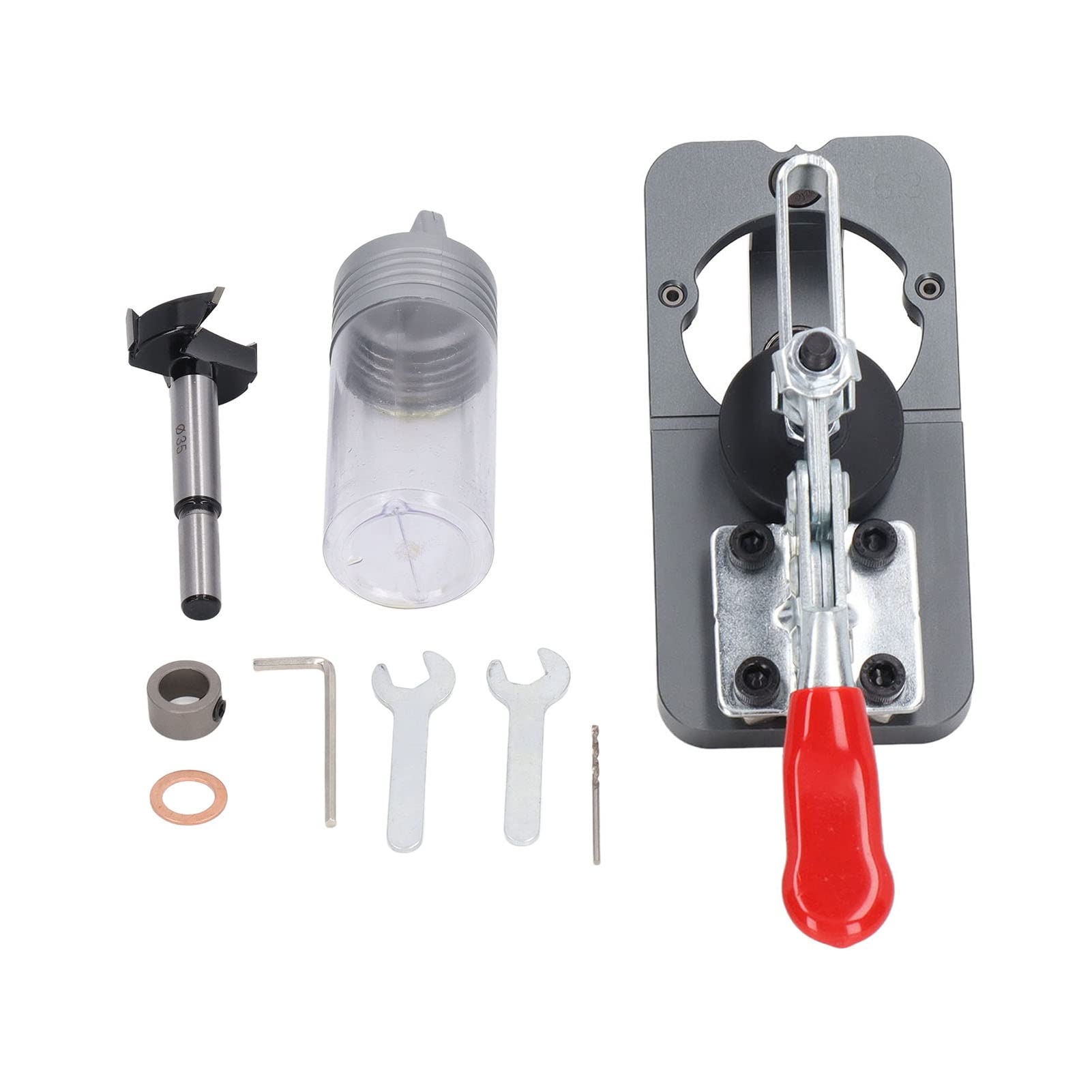 Kit di localizzazione fori per cerniera da 35 mm Strumento professionale per cerniera per mobili in lega di alluminio con anello di arresto della profondità e punte da trapa
