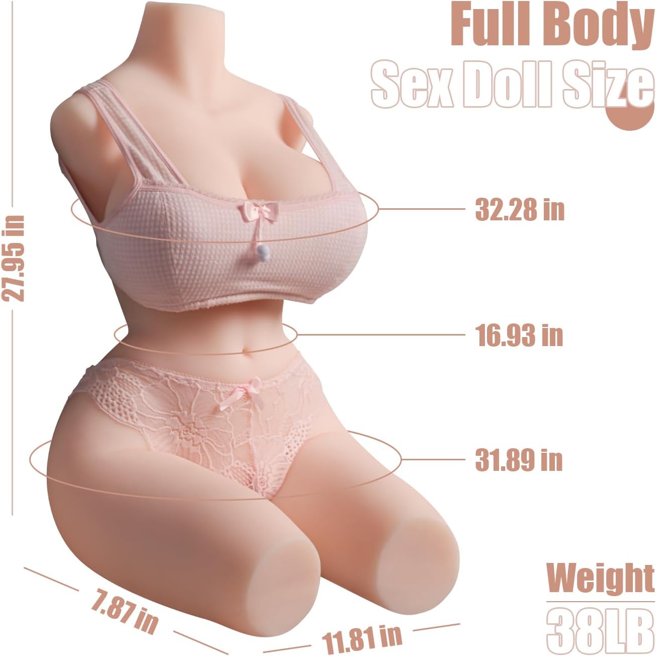 Sex Doll for Men with Big Boobs Butt Realistic Pussy Ass Male Masturbator Life Size Sex Doll Female Torso Lifelike Adult Doll with Vaginal Anal Breast Male Sex Toy