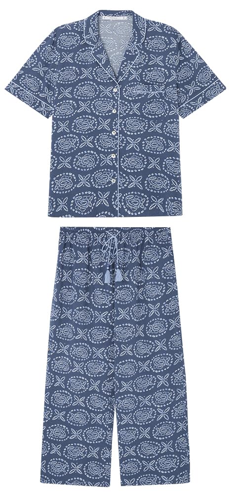 Women'secret Pijama Camisero Capri Paisley Azul Juego Mujer