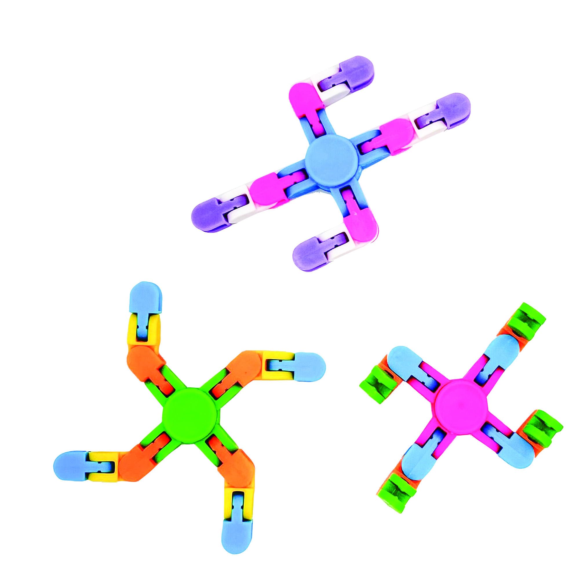 Raymond Geddes Wacky Tracks Spinners Sensory Fidget Toys (Set of 24) - Colorful Small Fidget Spinner with 4 Poseable Arms - Spinner Toy Gifts