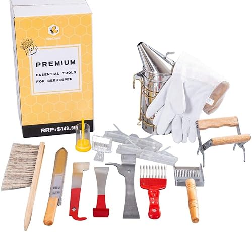 Beekeeping Supplies - Kit de inicio de ahumador de abejas herramientas de apicultores para apicultores 14 herramientas profesionales de colmena de