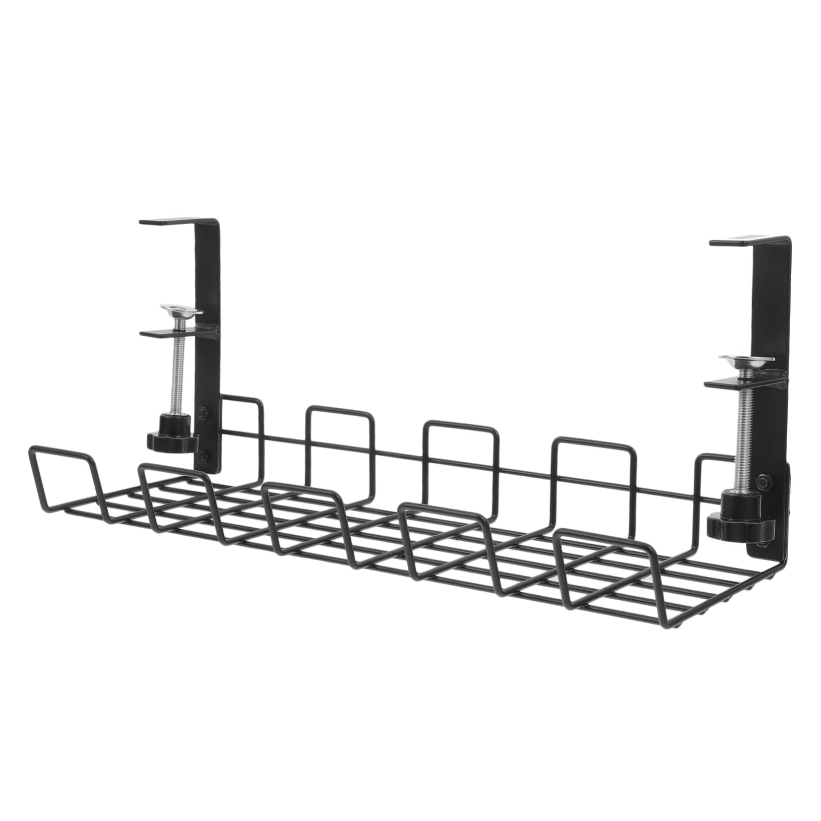 Happyyami Estante de Almacenamiento de Alambre Negro de Acero al Carbono Organizador de Cables para Gestión de Cables Debajo del Escritorio para Oficina y Dormitorio