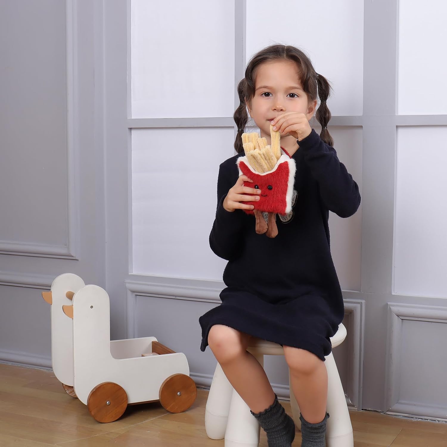 Apricot Lamb French Fries Plush Stuffed Animals for Kids, Soft Cute Plush Toys for Baby Girl and Boy, Fluffy French Fries Red