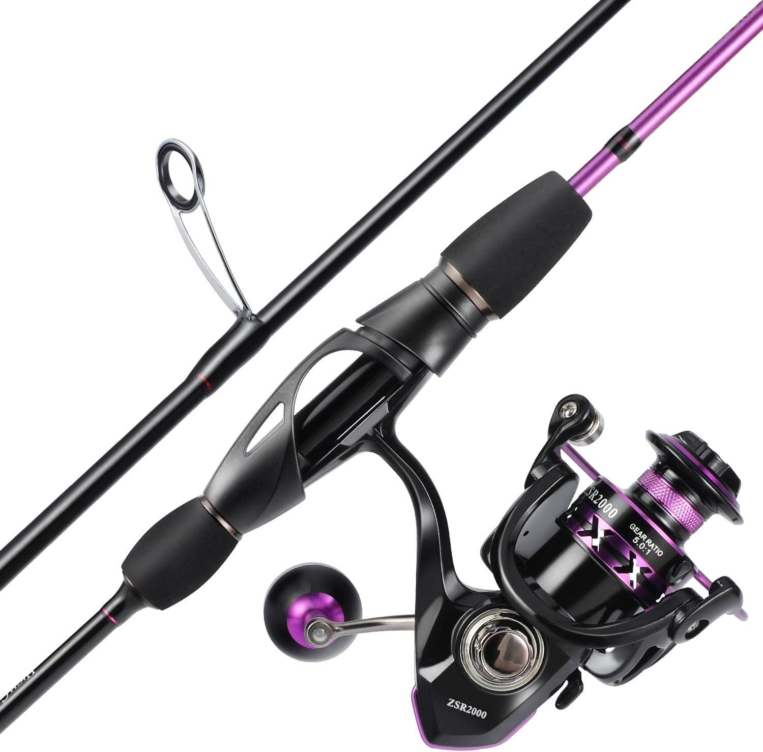 Sougayilang Fishing Rod, Ultralight Sensitive 2 Pieces Trout Spinning Rod, Stainless Steel Line Guides Fishing Pole with Comfortable EVA Grip Rod Handle