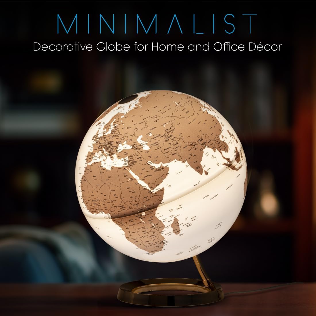 Waypoint Geographic Light & Color Globe Copper, 12" Illuminated Designer Series, Elegant, Minimalist Decorative Globe for Home and Office Décor