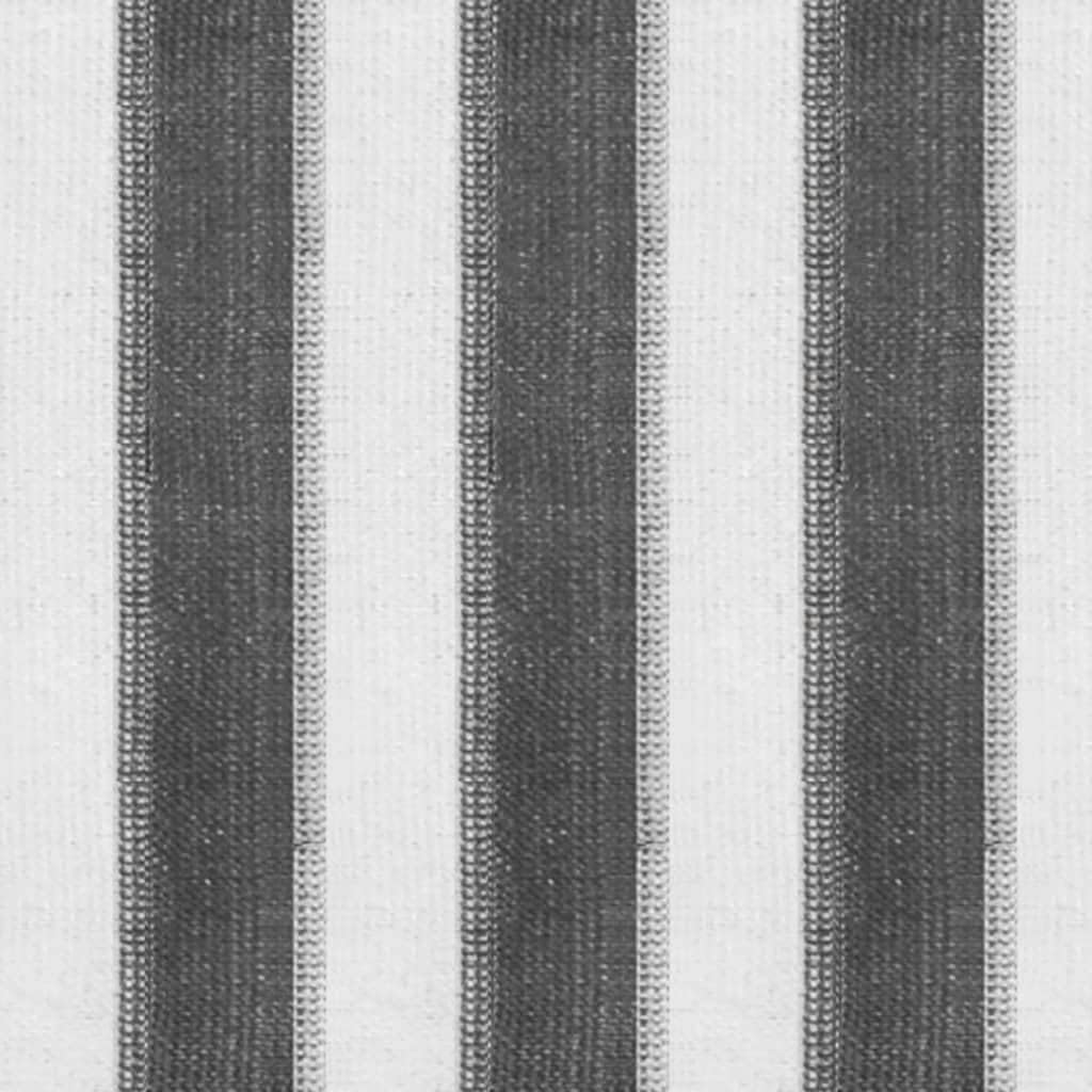 Close-up of the striped HDPE fabric of the roller blind.