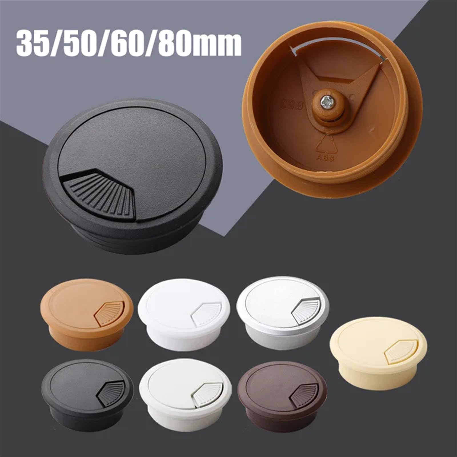 Gommino per Cavi da Scrivania Copriforo for Cavi in ​​plastica ABS for scrivania for Computer PC da 35/50/60/80 mm Passacavi Scrivania(Silver,50PCS_60MM)