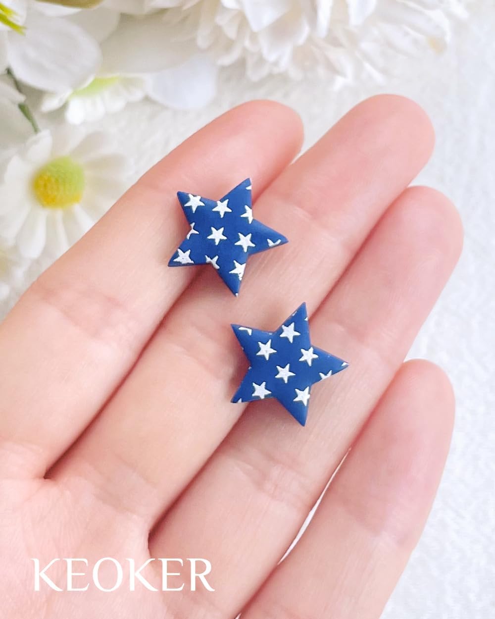 KEOKER Silk Screen Stencils for Polymer Clay Reusable Stars, 4th of July Star Silkscreen for Clay, Printing on Clay & Other Jewelry Clay Earrings Decoration, Each 5.5" X 3.4" (American Flag)