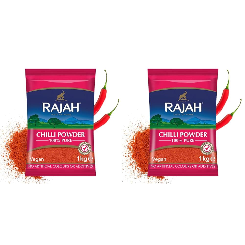 Rajah Spices Chilli Powder | Lal Mirch Powder | Mirch Powder | Chilli | Red Chilli Powder | Hot Chilli Powder | (1kg) (Pack of 2)