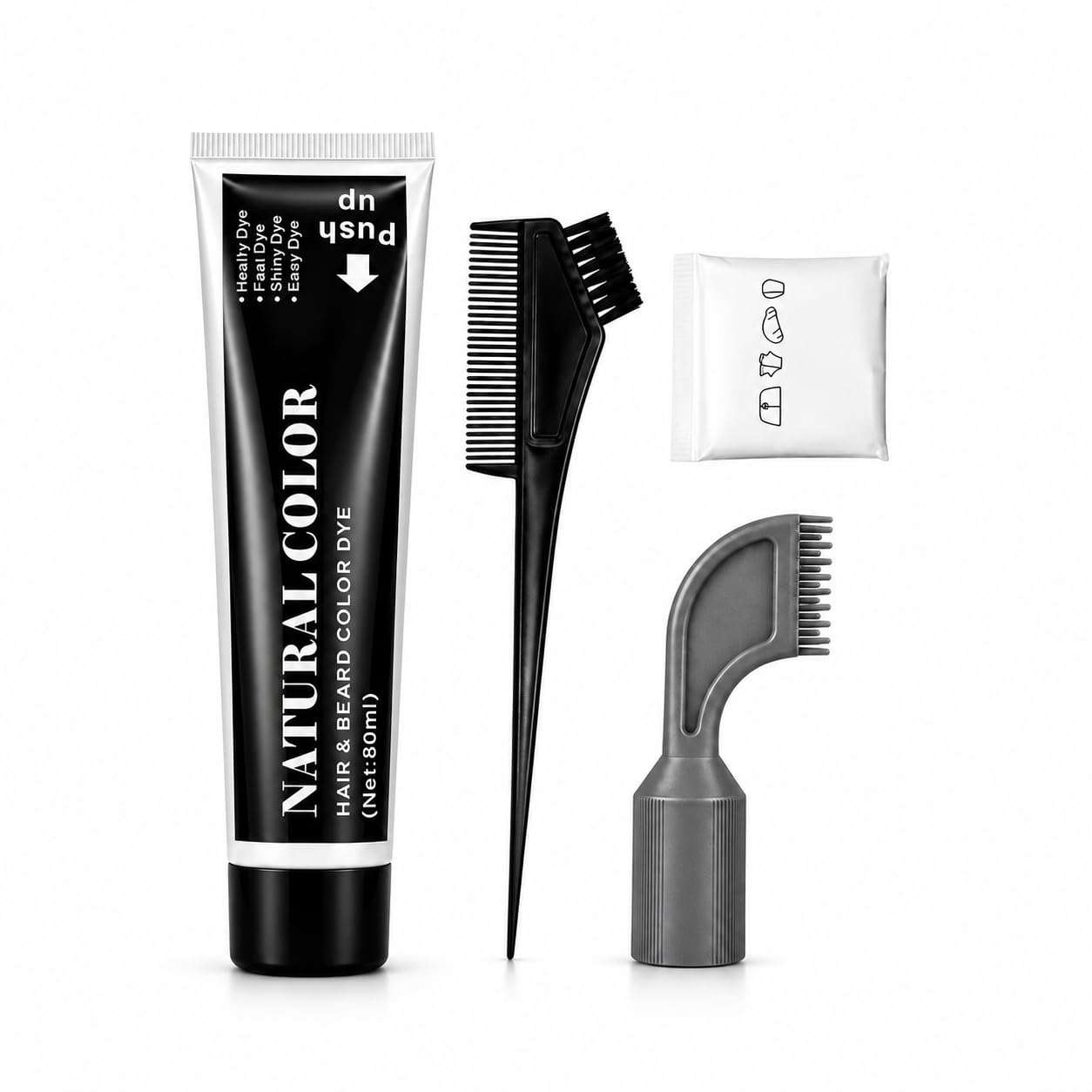 Tinte Barba Hombre,Set De Coloración Para Barba Y Bigote Con Cepillo,Para Retocar Canas En Casa Y Viaje