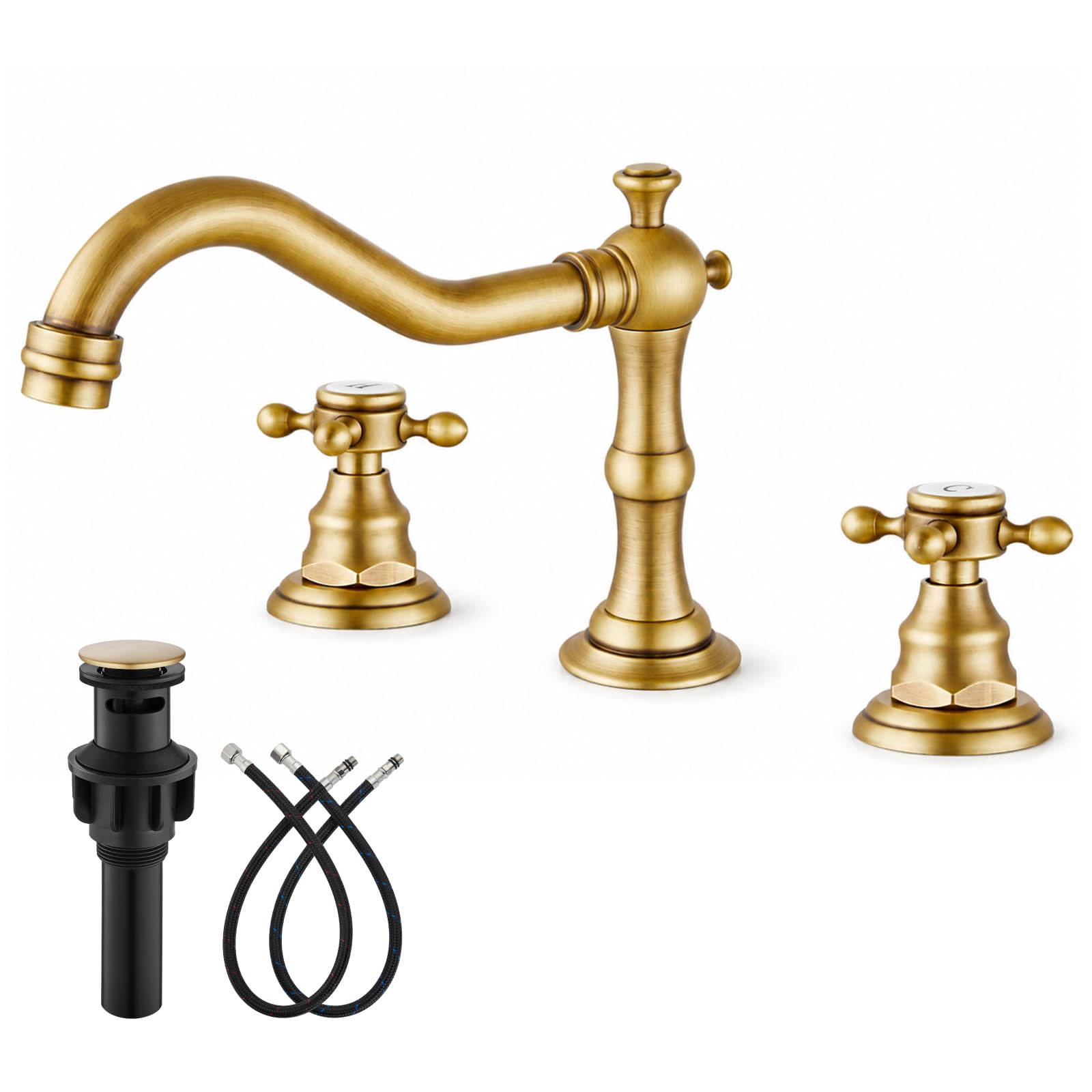 gotonovo Bathroom Faucet 3 Hole Vintage, Antique Brass, H C Label — image 1