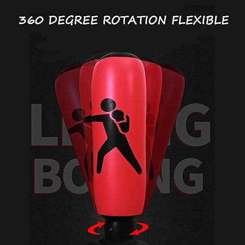 Miniatura 8 de Saco de boxeo para adultos y niños, inflable, resistente, equipo de entrenamiento para mujeres y hombres, saco de boxeo de pie (rojo).