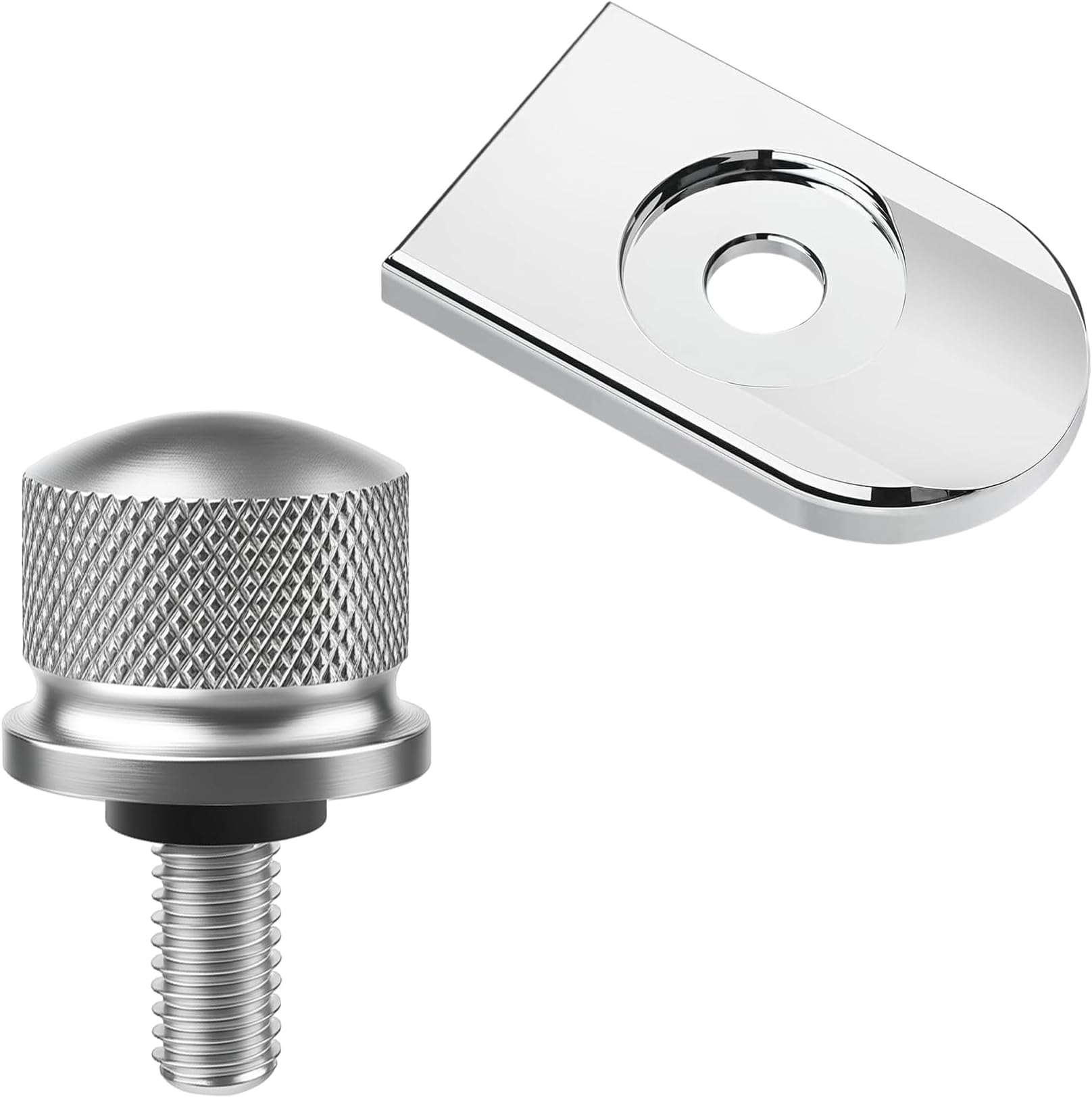 WHTCHSU Silver Aluminum Alloy Seat Bolt Tab Screw Mount Knob Cover for Harley...