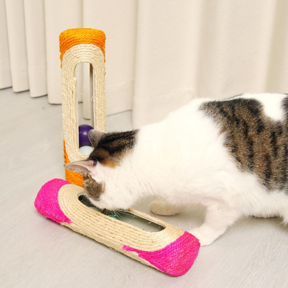 review NOLITOY Cat Scratching Post Rolling Ball Toy, Fun for Kittens, Increases Movement, Good for Cats Health