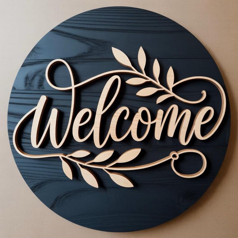 Image of Personalized MDF Name Plate for House 30x30 cm - Wooden Round Name Board Outdoor