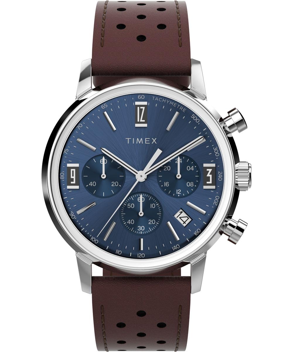 Men Chronograph Watch with a Leather Strap Marlin
