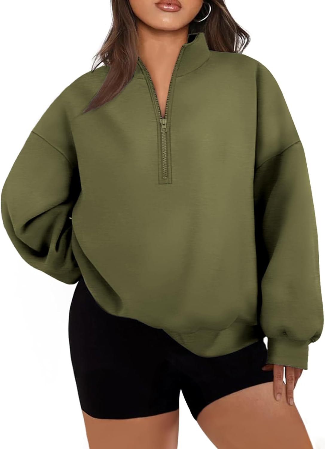 Eytino Plus Size Sweatshirt for Women Half Zip Quarter Zipper Pullover Hoodies Tops(1X-5X)