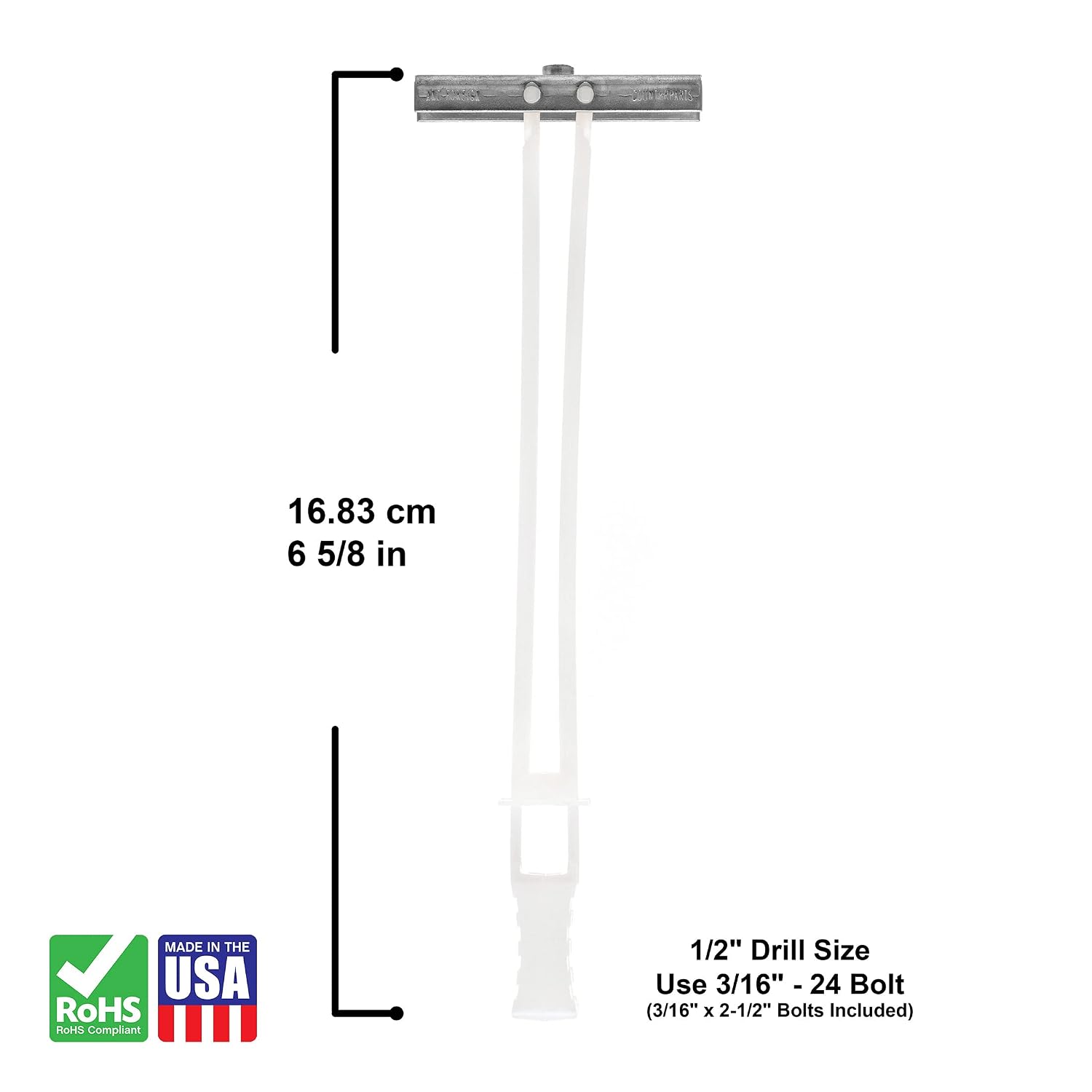 SNAPTOGGLE BAS 304 Stainless Steel 3/16-24 Toggle Bolt with 3/8" - 3-5/8" Grip Range - 50 Count - No Bolts
