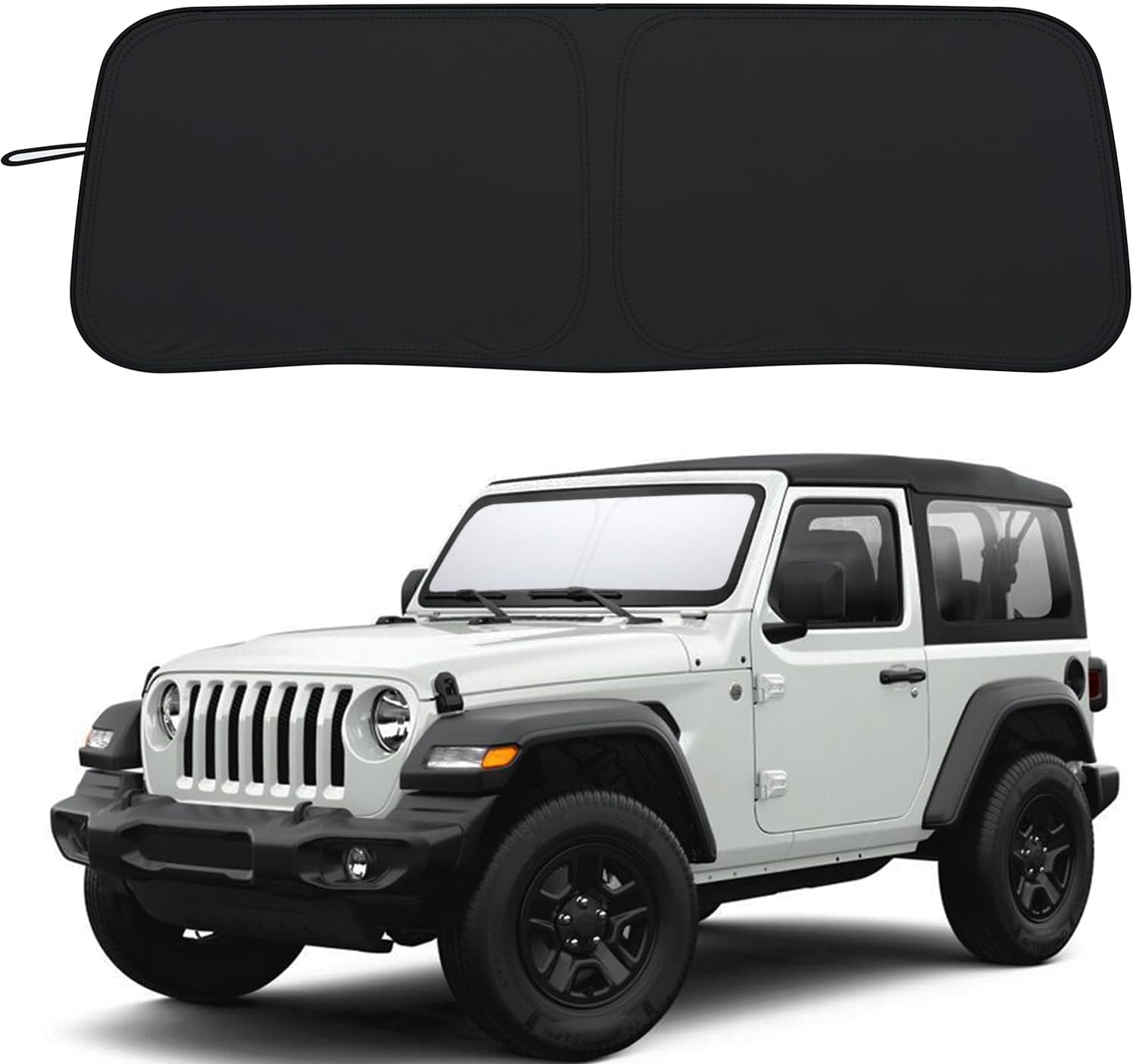 PIMCAR Car Windshield Sunshade Front Window Shade Sun Visor with Storage Pouch Compatible with 2018-2024 Wrangler JL JLU & 2020-2024 Gladiator