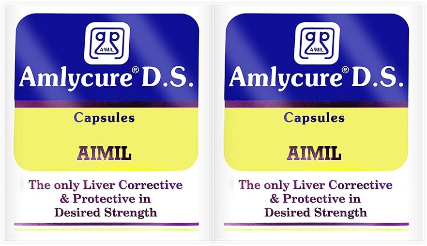 AIMIL Amlycure D.S. Capsule for Total Liver Support| Cleanse and Detox| Protects Cells & Enzymes| 20 Capsules (Pack of 2)