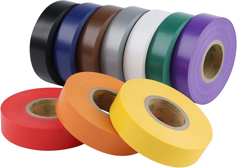 Lichamp 10-Pack Colored Electrical Tape Waterproof,3/4 inx66ft,Industrial Grade UL/CSA Listed High Temp Electrical Tape 10 Colors Electric Super Vinyl