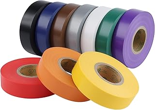 10-Pack Colored Electrical Tape Waterproof,3/4 inx66ft,Industrial Grade UL/CSA Listed High Temp Electrical Tape 10 Colors Electric Super Vinyl