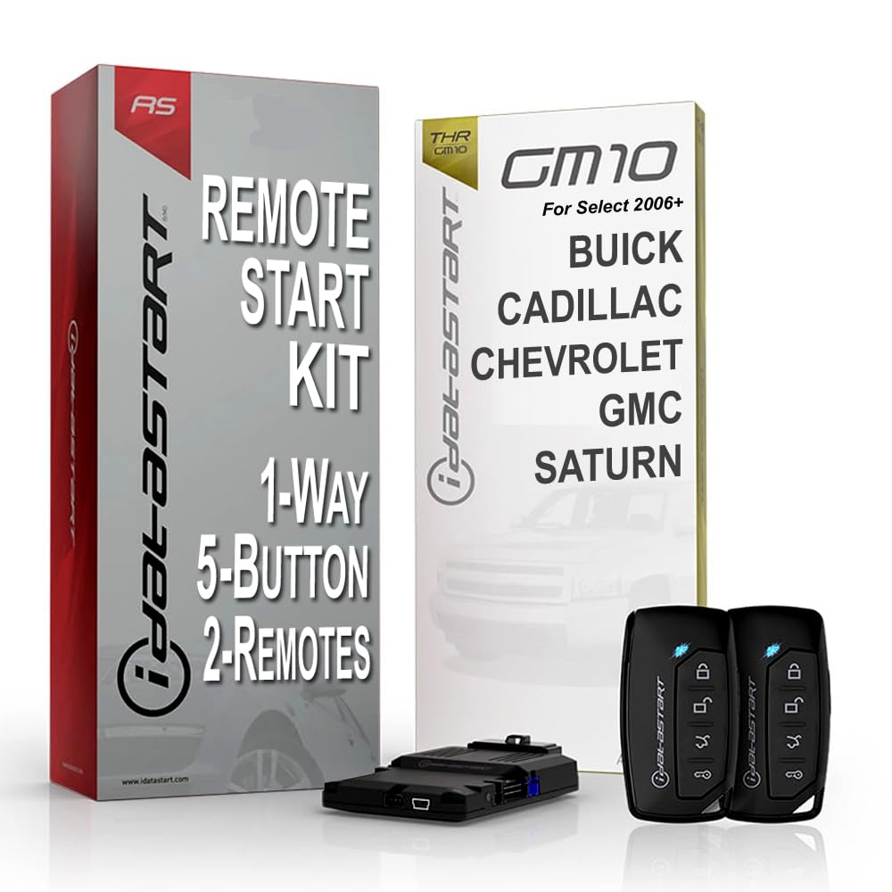 iDataStart Remote Starter KIT for Select Buick/Cadillac/Chevrolet/GMC/Saturn Vehicles 2006+ w/3000ft Range (1-Way, 5-Button, 2-Remotes)