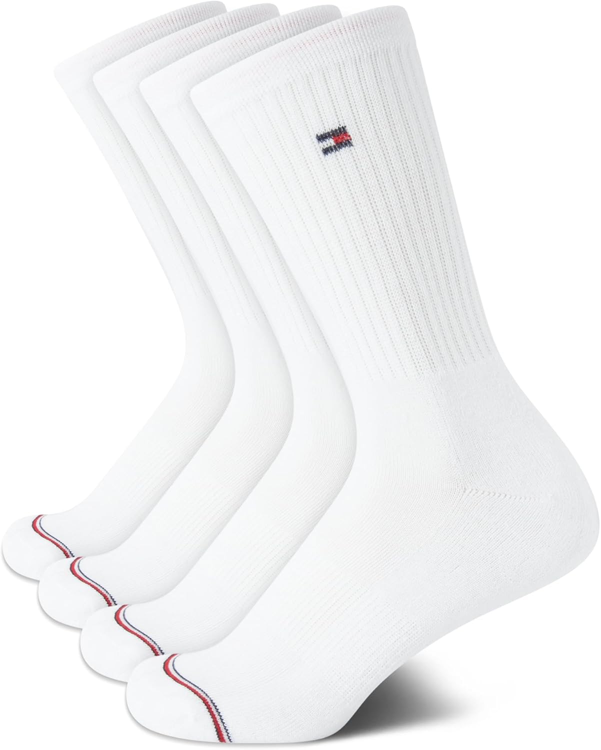 Tommy Hilfiger Womens Crew Socks - 4 Pack Lightweight Athletic Performance Moisture Wicking Cushioned Running Socks for Women