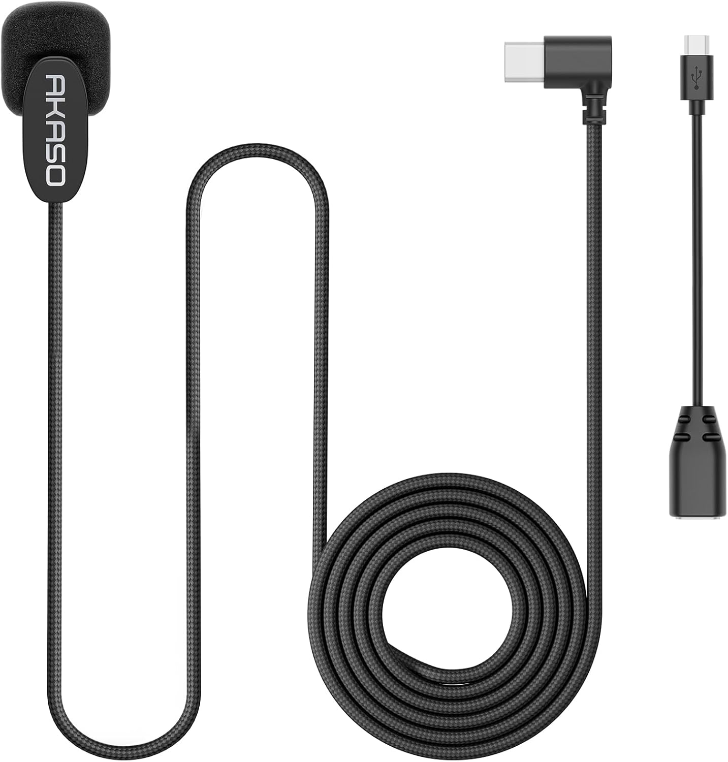 AKASO External Microphone EK7000/ EK7000 Pro/Brave 4//Brave 7 LE/Brave 4 Pro/ V50X/ V50 Elite Action Camera with a Type-C to Micro USB OTG Cable