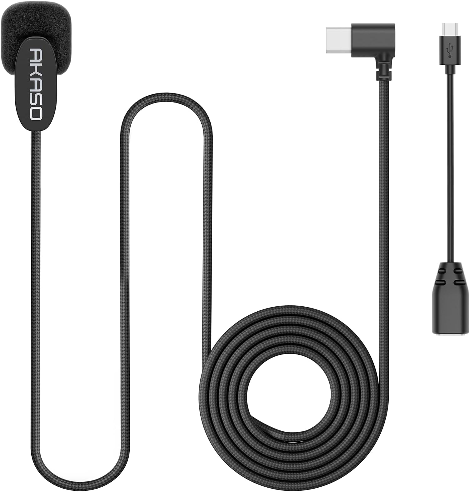 Akaso External Microphone Ek7000/ Ek7000 Pro/Brave 4//Brave 7 Le/Brave 4 Pro/ V50X/ V50 Elite Action Camera With A Type-C To Micro Usb Otg Cable