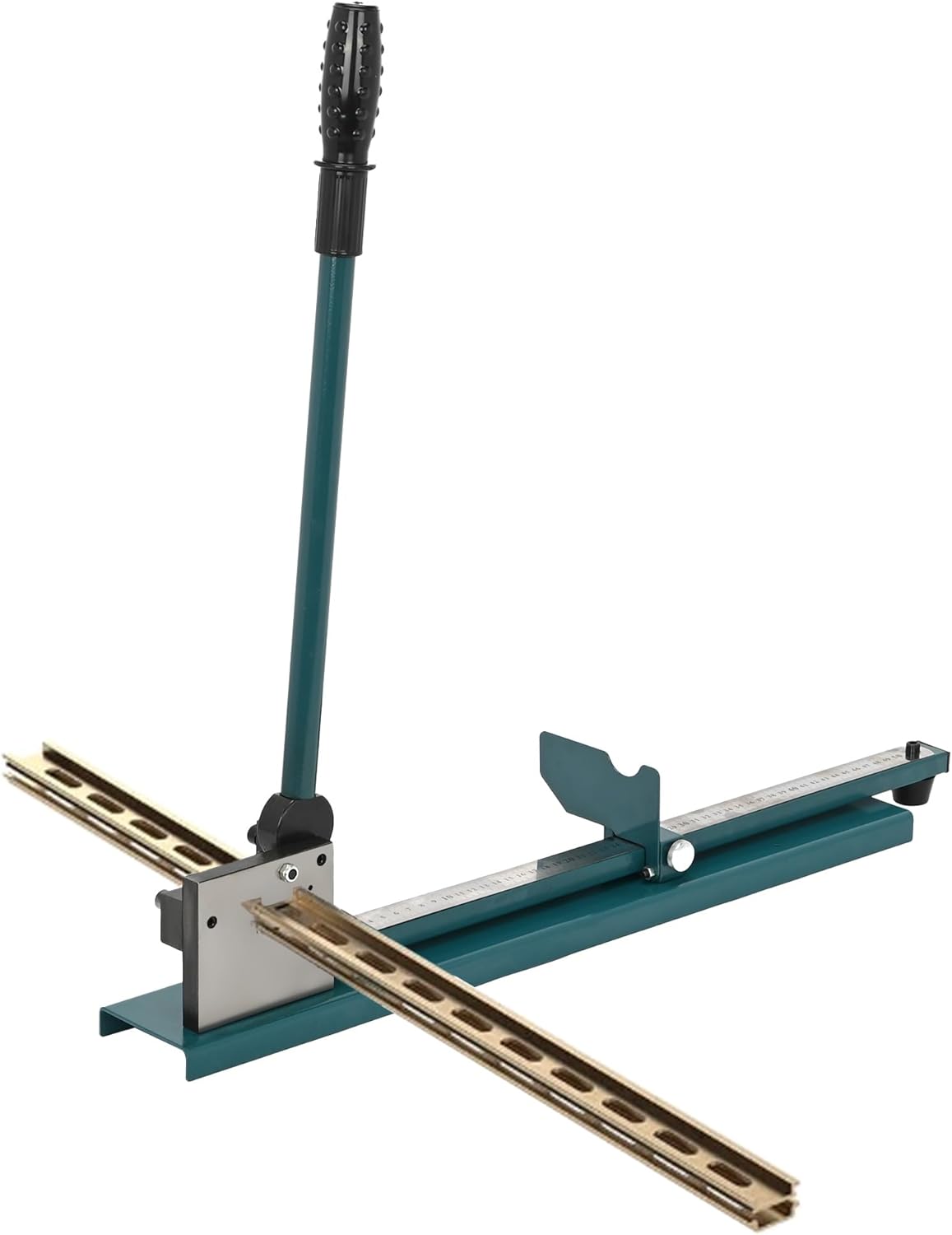 tonchean Din Rail Cutter Double Groove Manual Rail Cutter Tool 50cm/20in Ruler Sliding Baffle for Cutting 1.4inch Width Slotted Aluminium and Steel Din Rails