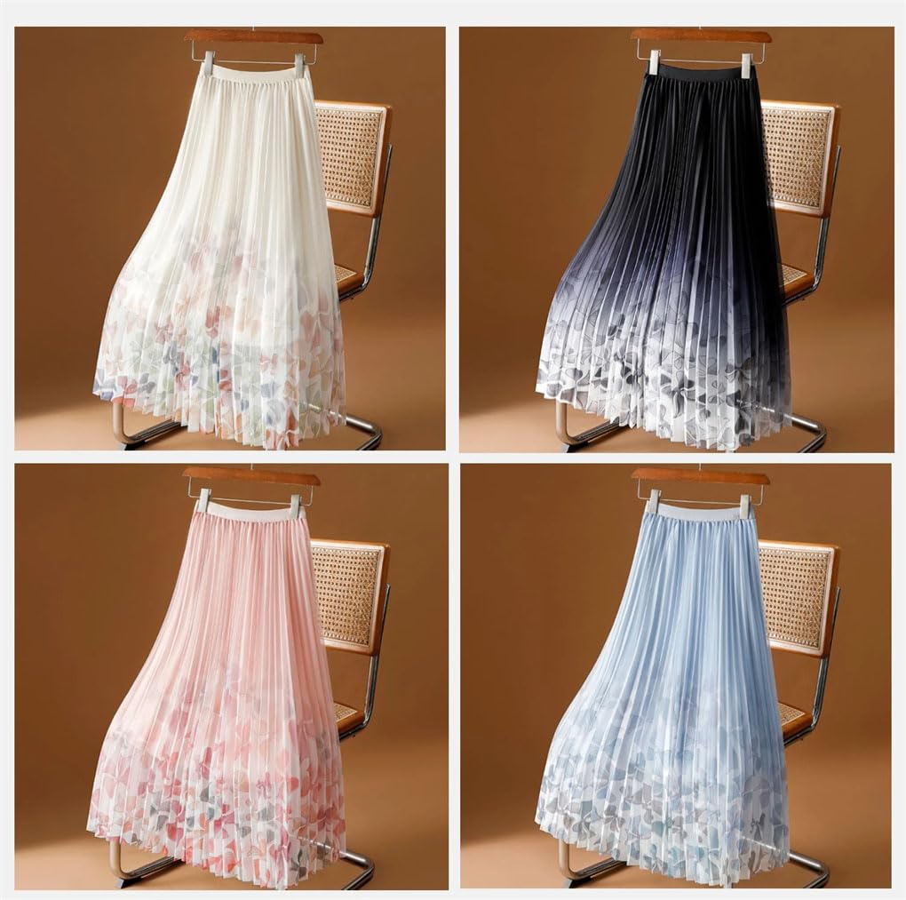 Faldas plisadas con estampado floral, falda larga midi