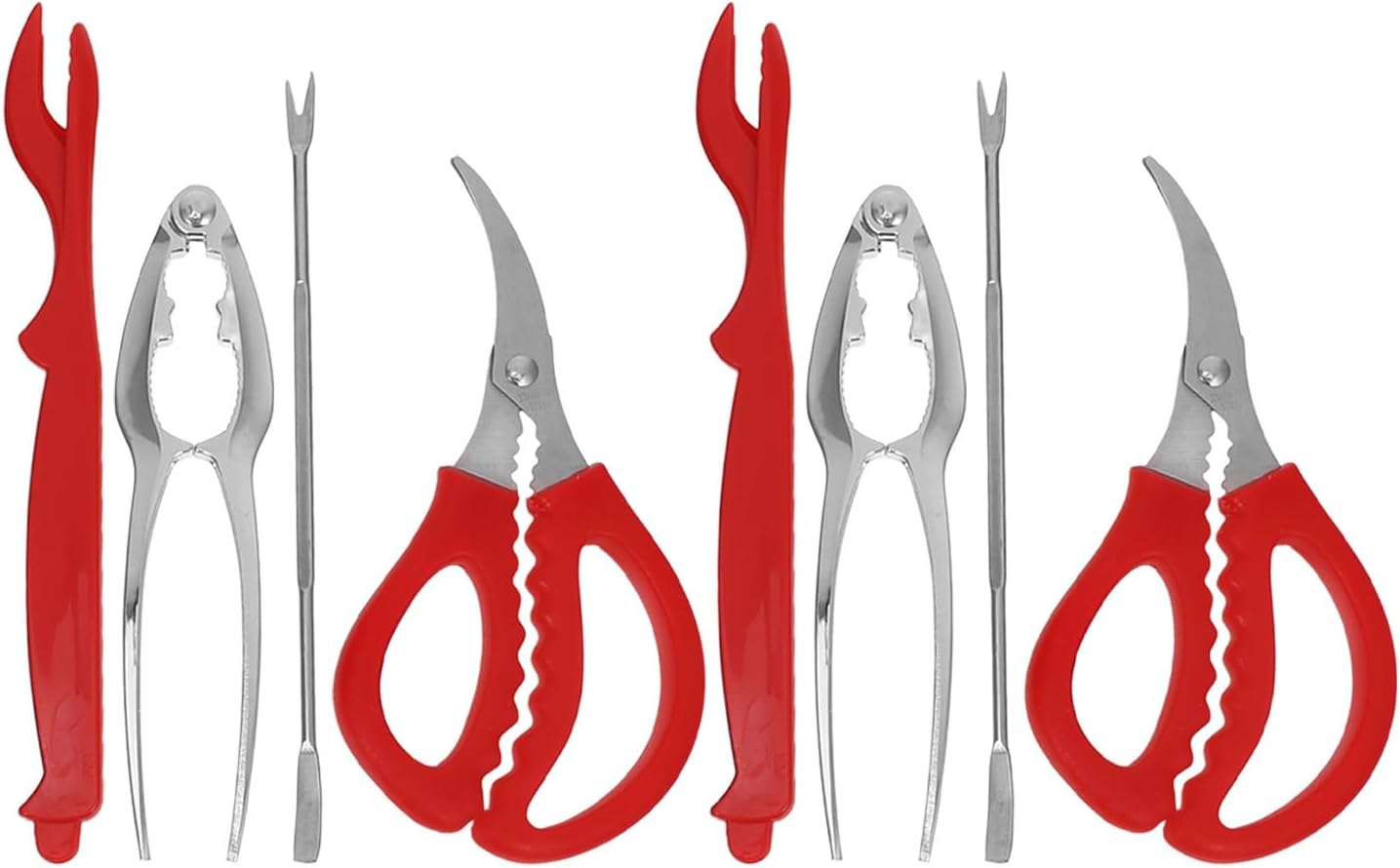 Seafood Tools Set 8pcs Stainless Steel Crab Tongs Lobster Crackers Forks and Scissors with Storage Bag for Shellfish Eating
