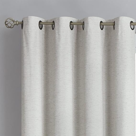 Ivory Blackout Curtains for Bedroom Living Room 52 x 72 Inch Drop Natural Beige Linen Look Blackout Curtain Set with White Coating Solid Thermal Insulated Energy Saving Eyelet Curtain Drapes 2 Panels