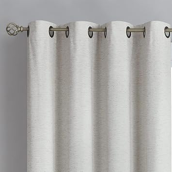Ivory Blackout Curtains for Bedroom Living Room 52 x 72 Inch Drop Natural Beige Linen Look Blackout Curtain Set with White Coating Solid Thermal Insulated Energy Saving Eyelet Curtain Drapes 2 Panels