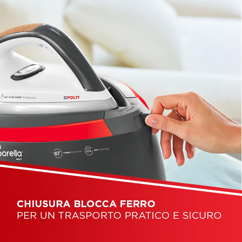 Polti Vaporella Next VN18.30, Ferro da Stiro a Vapore con Caldaia, Pressione fino a 6 Bar, Potenza 2200 W, Funzione Eco e Turbo, Autonomia Illimitata, Steam Pulse 350 g, Grigio e Rosso