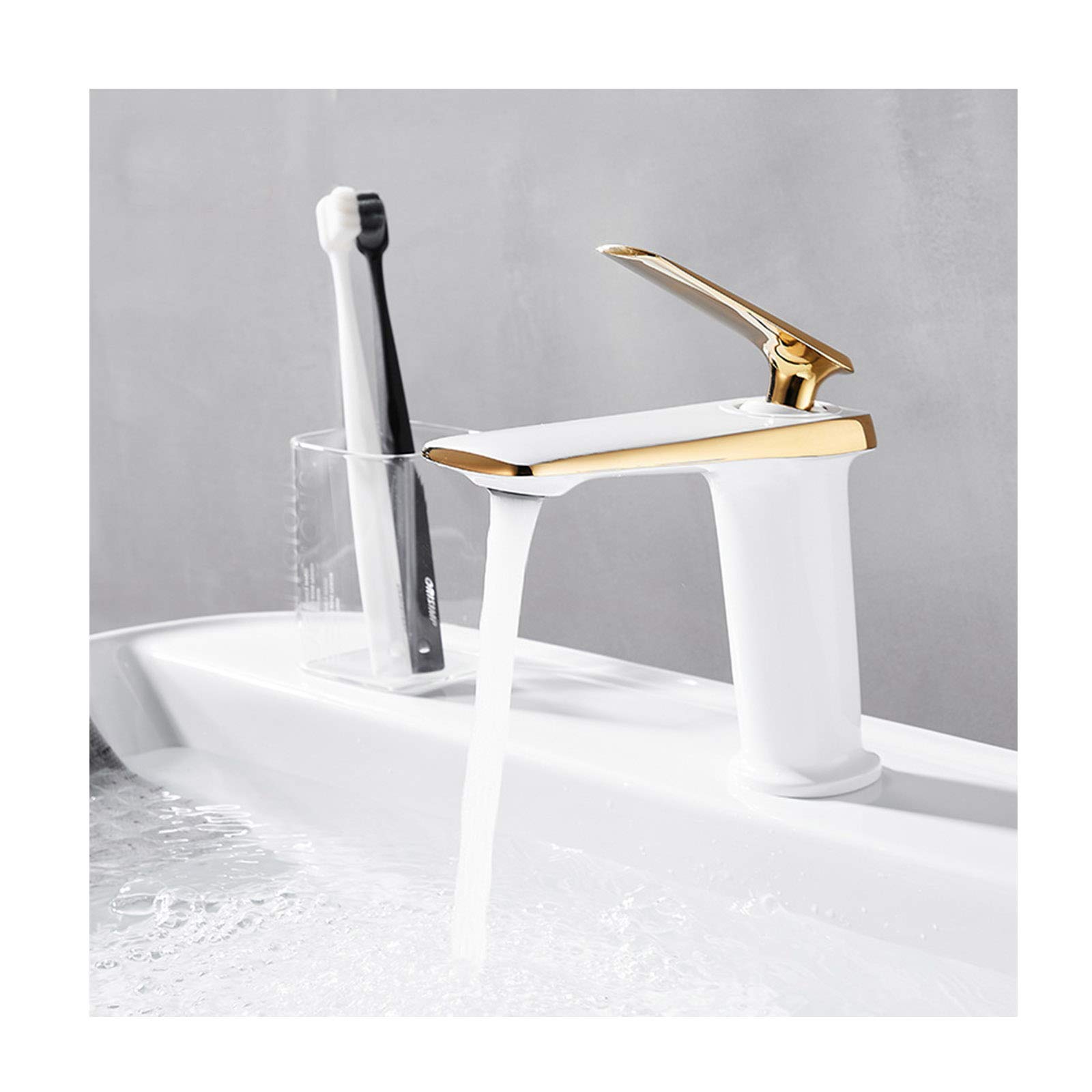 Robinet en laiton pour évier de salle de bain avec mitigeur eau chaude et froide