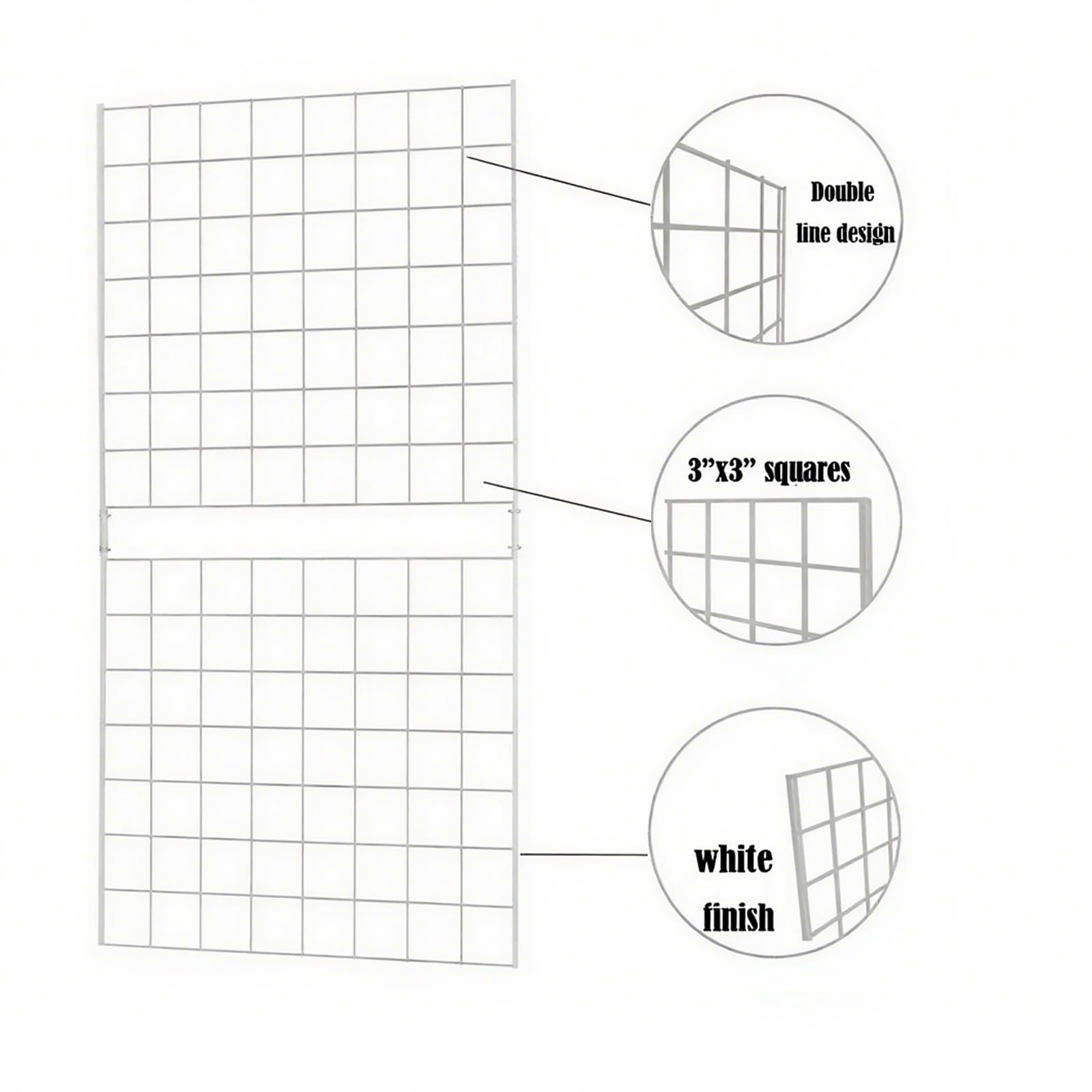 Grid Wall Commercial Grade Gridwall Panels - Heavy Duty Grid Panel for Any Retail Display Wall Grid 2' Width x 4' Height, White (Pack of 3) Easily Portable