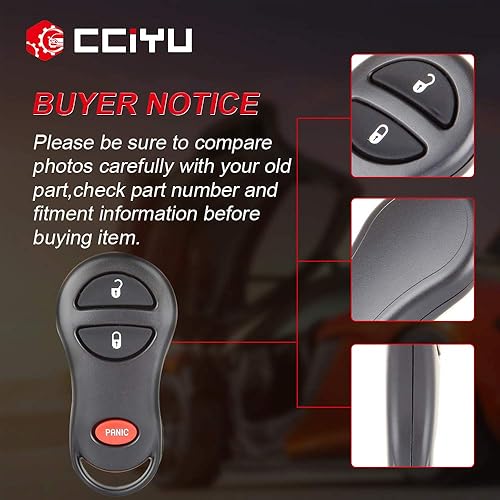 Miniatura 6 de cciyu X 2 - Llavero abatible con 3 botones de repuesto para 99 01 02 03 04 para J eep Cherokee Grand Cherokee para D odge Dakota Durango Ram 1500