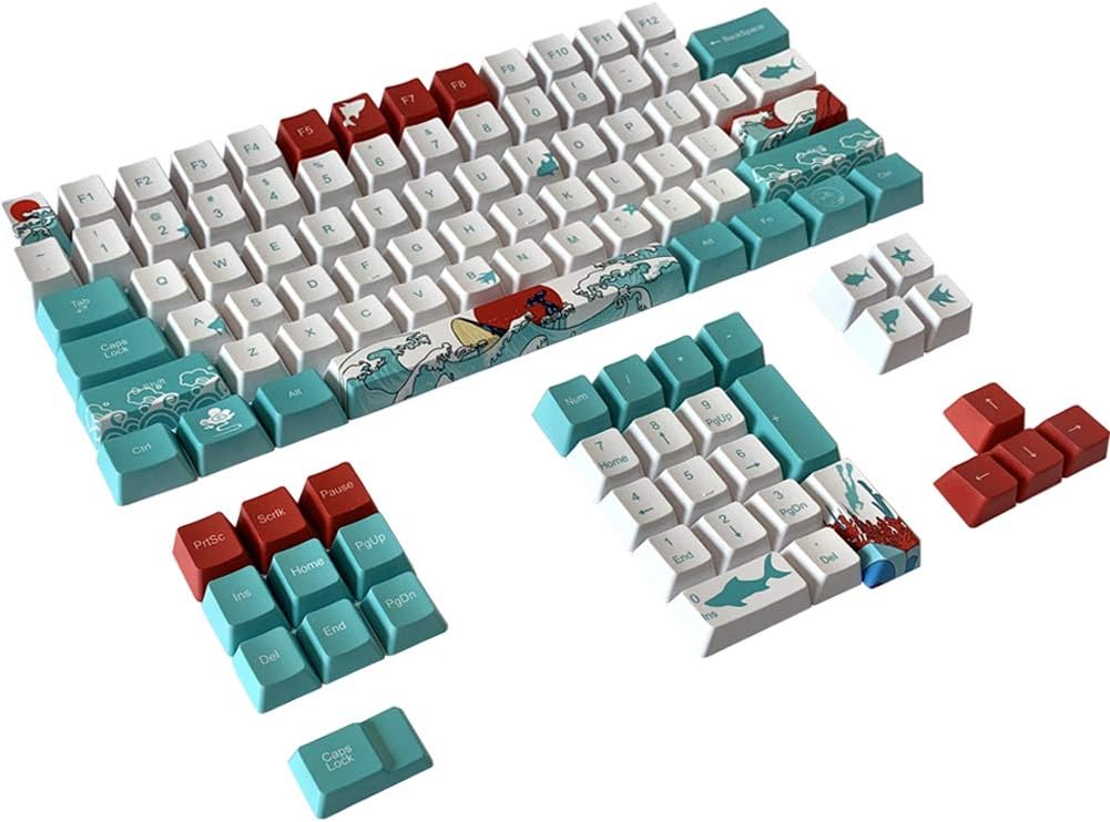 Personalized Coral Sea PBT Keycaps Set OEM Profile Keycaps for 87/104/108 MX Switches Mechanical Keyboards