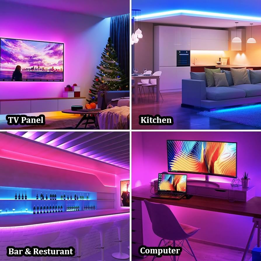 Image of fizzytech USB Powered 5V RGB LED Strip Light 1M with Controller, Multi Color Ambient Backlight for TVs up to 28 Inch, PC and Laptop